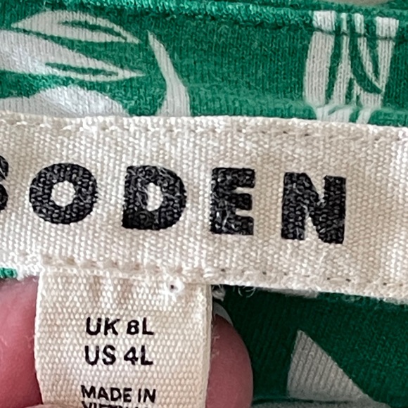 Boden Paloma Maxi Dress Green Parrot V Neck Smocked Waist Resort Coastal Size 4L - Picture 9 of 10